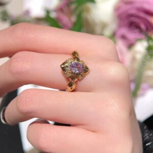 Wholesale Bauhinia Ribbon Purple Zircon Ring