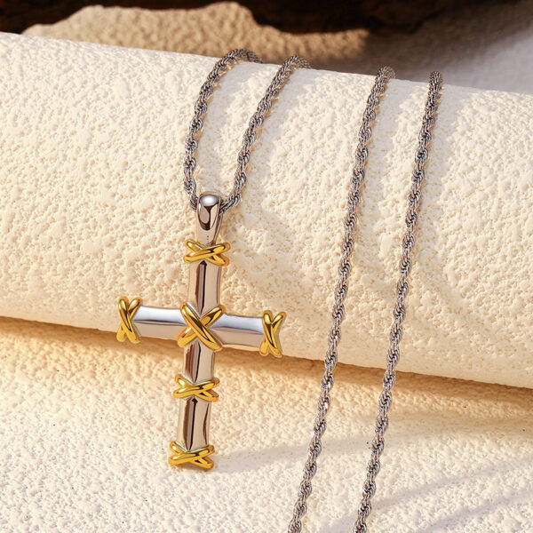 O1CN01O5E36n2D0aDdoxWbA_2213350918547-0-cib Wholesale Titanium Steel Cool Style Versatile Cross Necklace