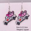 Wholesale Valentine's Day Pink Love Truck Cross Wooden Earrings