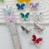 Wholesale Heavy-duty alloy diamond double-sided crystal butterfly straight hole 3D Crystal Beads