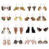 Wholesale Cock Cow Hamster Piglet Chick Hedgehog Squirrel Rabbit Cat Puppy Chameleon Animal Earrings