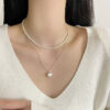 Wholesale Japanese and Korean Silver Brushed Heart Design Necklace Women's