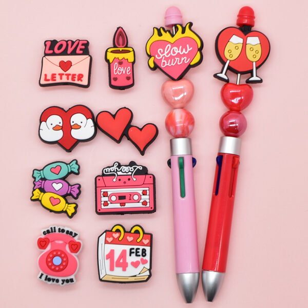Wholesale Random 100pcs Red Cartoon Valentine's Day Focal Beads