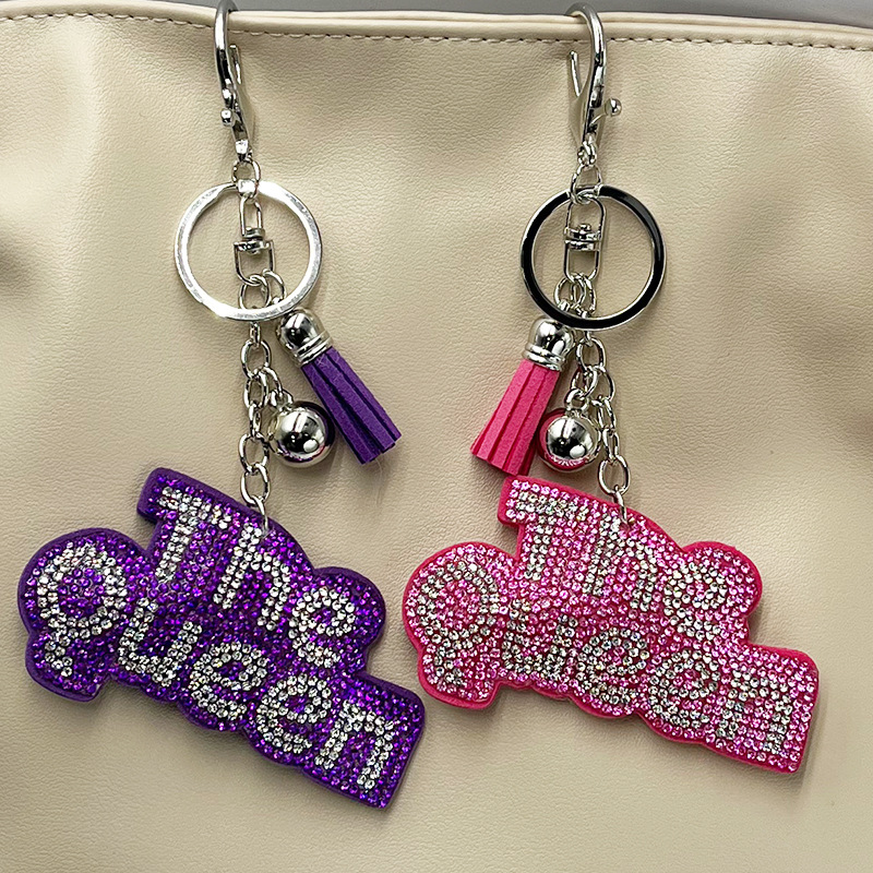 Wholesale Hot-fix rhinestone The Queen keychain bag charm aessory