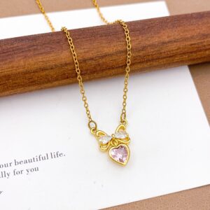 Xl5294 bow love necklace gold