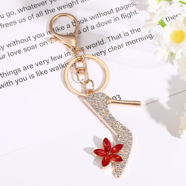 Wholesale High heels cartoon diamond studded Metal Keychain