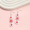 Wholesale Red Heart Print Pendant Earrings Valentine's Day Gift for Women