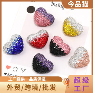 Wholesale 10pcs Love Full Diamond Colorful Splicing Soft Clay Beads