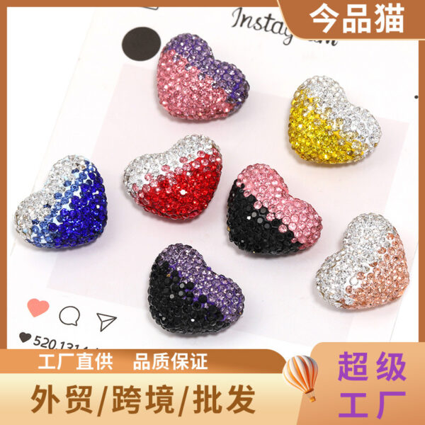 Wholesale 10pcs Love Full Diamond Colorful Splicing Soft Clay Beads
