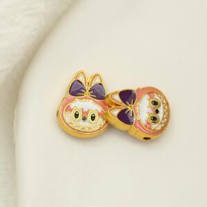 Pink bow fabric spacer beads