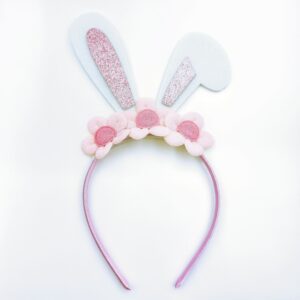 Flower rabbit ear headband (pink)