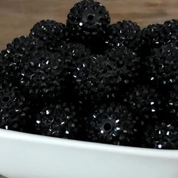 O1CN01OB5pAg1QErINVbAp4_2201245431945-0-cib Wholesale 5pcs 20MM Solid Color Black Rhinestone Beads Bubblegum Beads