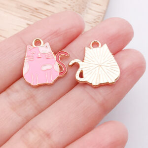 1 pink oil dripping cat 17x15x1mm-1.15g-25177