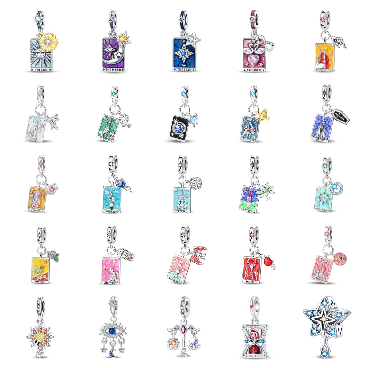 Wholesale DIY Jewelry Bracelet Aessories Tarot Sun Moon Star Charm Pendant Beads Copper Sier-Plated Exrt Hot Style