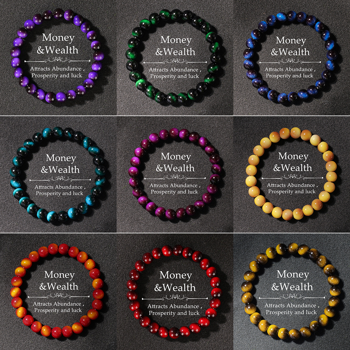 Wholesale Glass Dopamine Imitation Tiger Eye Bracelet