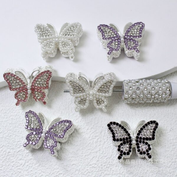 Wholesale 10pcs Colorful Butterfly Pearl Alloy Four hole Beads