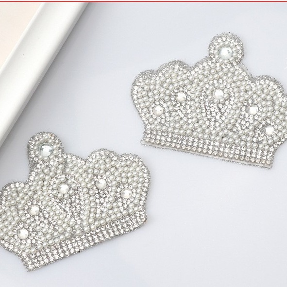 Wholesale Pearl Crown Hot Stamping Embroidery DIY Patches