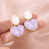 Wholesale Blue contrasting water ripple heart-shaped geometric earrings