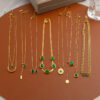 Wholesale Accessible Luxury Niche Emerald Titanium Steel Necklace Women's Ins Style