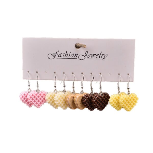 Wholesale Simulated Chocolate Waffle Love Cream Glue Resin Earring Set