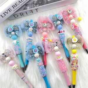 Wholesale Creative Crystal Bow Beaded DIY Finished Beaded Pen