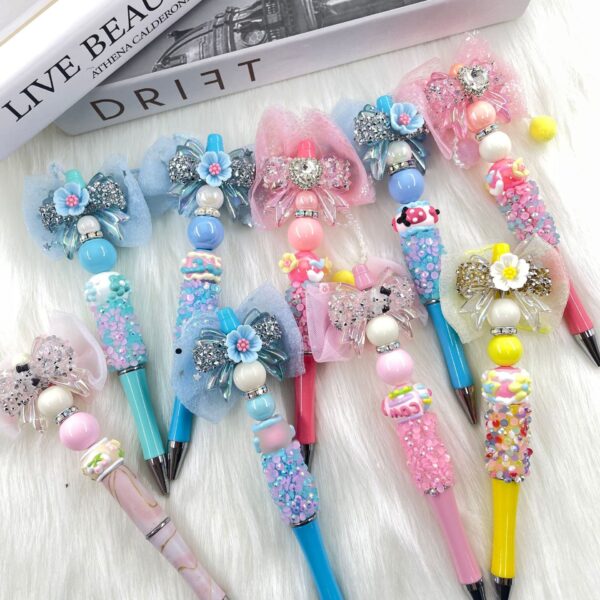 Wholesale Creative Crystal Bow Beaded DIY Finished Beaded Pen