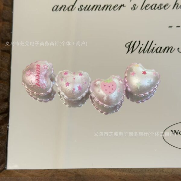 Wholesale 10pcs silk printed flower heart relief acrylic beads