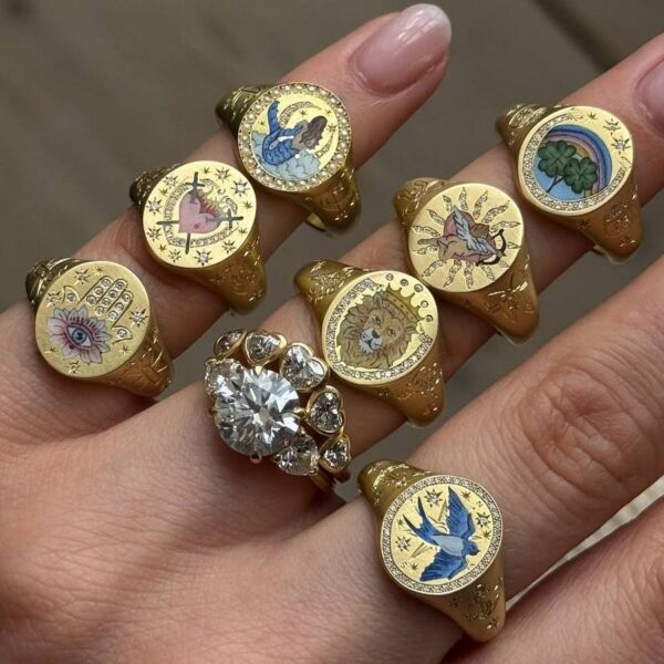 Wholesale Valentine's Day Lion Cartoon Love Painted Stainless Steel Ring