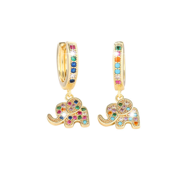 Wholesale Amazon's New Color Treasure Earrings, Fashionable Elephant Earrings, Zircon Inlaid High-End Light Luxury Earrings, Earrings