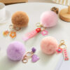 Wholesale Cartoon colorful furry ball plush keychain