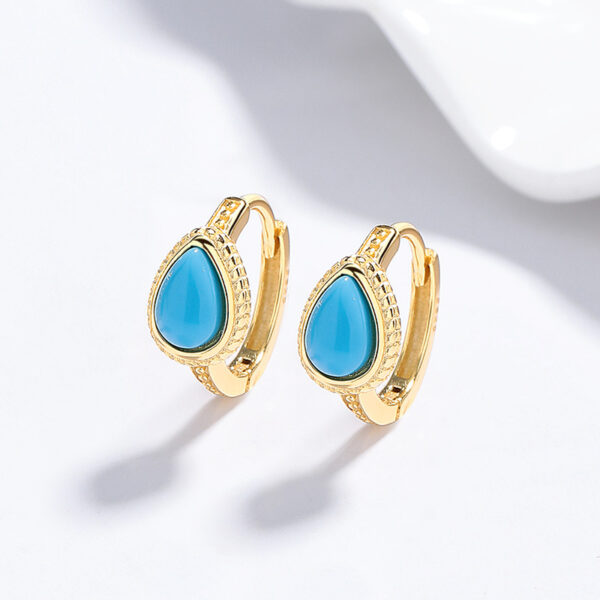 Wholesale Silver Needle Water Drop Moonstone Turquoise Earrings