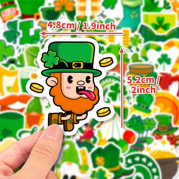 Wholesale 50pcs St. Patrick's Theme Clover Hat Party Waterproof Vinyl Stickers