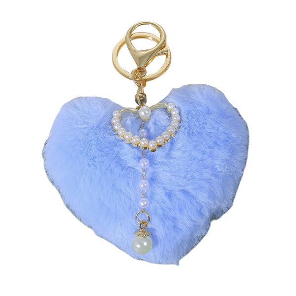 Wholesale Plush Peach Heart Pearl Love Heart Pom-Pom Keychain