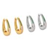 Wholesale Niche Zircon Slab Diamond U-Shaped French Teardrop Earrings