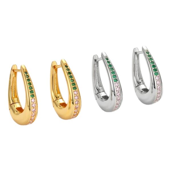 Wholesale Niche Zircon Slab Diamond U-Shaped French Teardrop Earrings