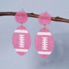 Wholesale Sports themed rugby sequin acrylic earrings