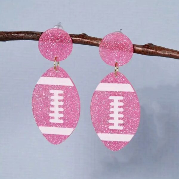 Wholesale Sports themed rugby sequin acrylic earrings