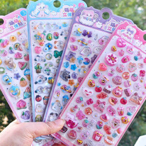 Wholesale Fresh and Simple Fruit Tit 3D Crystal Relief Sticker for Children and Girls Little Nose Gag Card Decorative Sticker