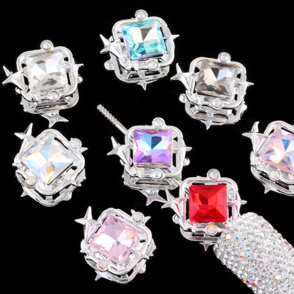 Wholesale Double sided alloy colored star square straight hole beads