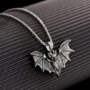 Wholesale Gothic Halloween Bat Pendant Stainless Steel Necklace