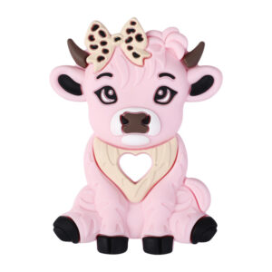 Pink bow high ground cow teether