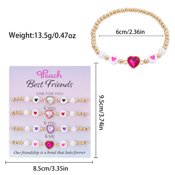 Wholesale Letter Elastic Beaded Colorfulful Masonry Heart Bracelet