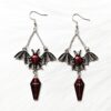Wholesale Dark Gothic Exaggerated Red Vampire Bat Bloody Magic Mirror Pendant Earrings