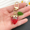 Wholesale Cute Strawberry Fruit with Leaves U-shaped Door Buckle keychain