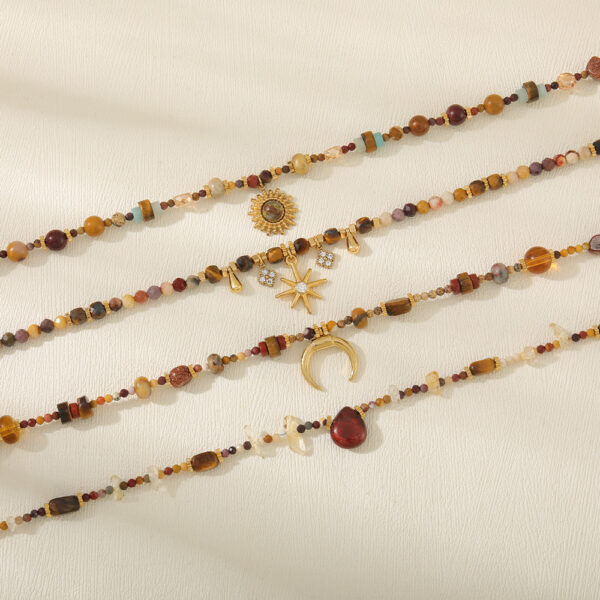 Wholesale Maillard Tiger Eye Stone Beaded Sweater Chain