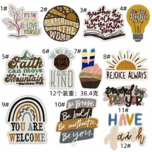 Encouraging inspirational cloth stickers set of 12 pieces