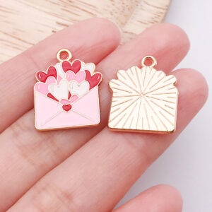1 pink dripping love envelope 20x17x1mm-1.75g-25214