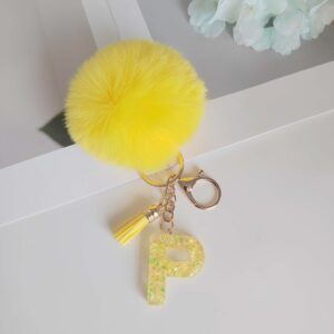 Yellow letter fur ball Pendant/P / One piece is also wholesale price