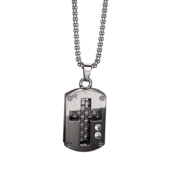Wholesale Geometric military plaque hollow stainless steel necklace