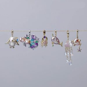 Wholesale Ocean series cute crab jellyfish goldfish pendant